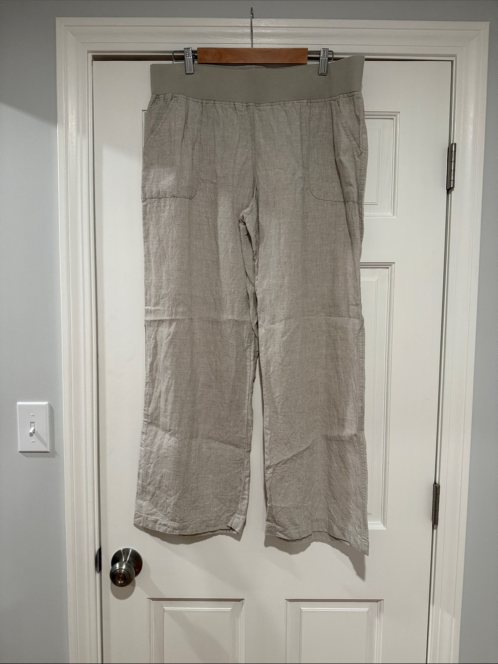 Allen Allen Wide Leg Linen Pants in Light Flax/tan/khaki